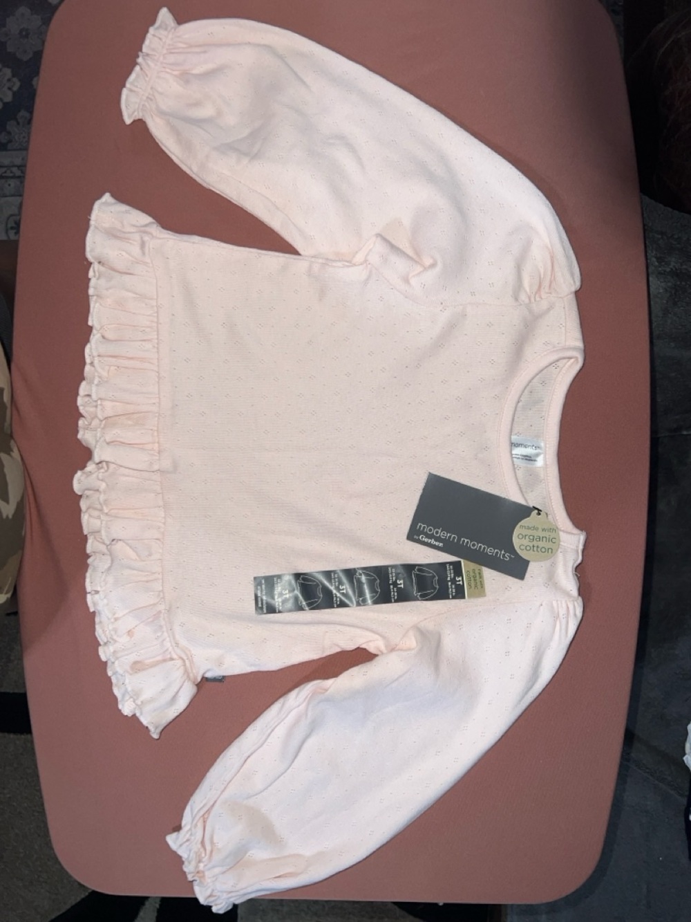 Modern Moments by Gerber Baby Pink Long Sleeve Ruffle Top